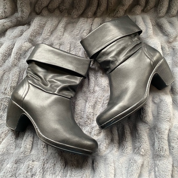 Dansko Bobbi roll down leather black slouch ankle boots size 40 - Picture 3 of 10